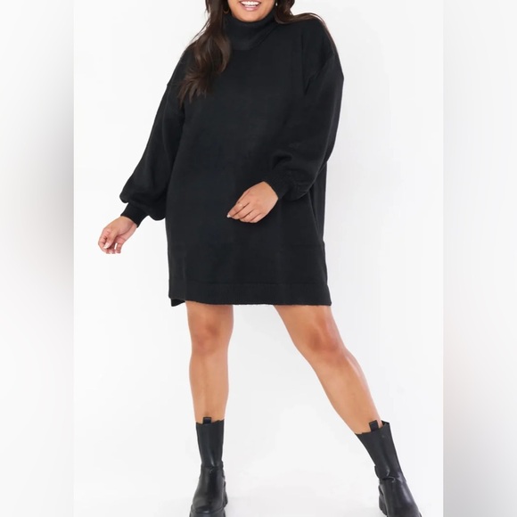 Show Me Your MuMu Black Knit Chester Sweater Dress - Picture 4 of 4
